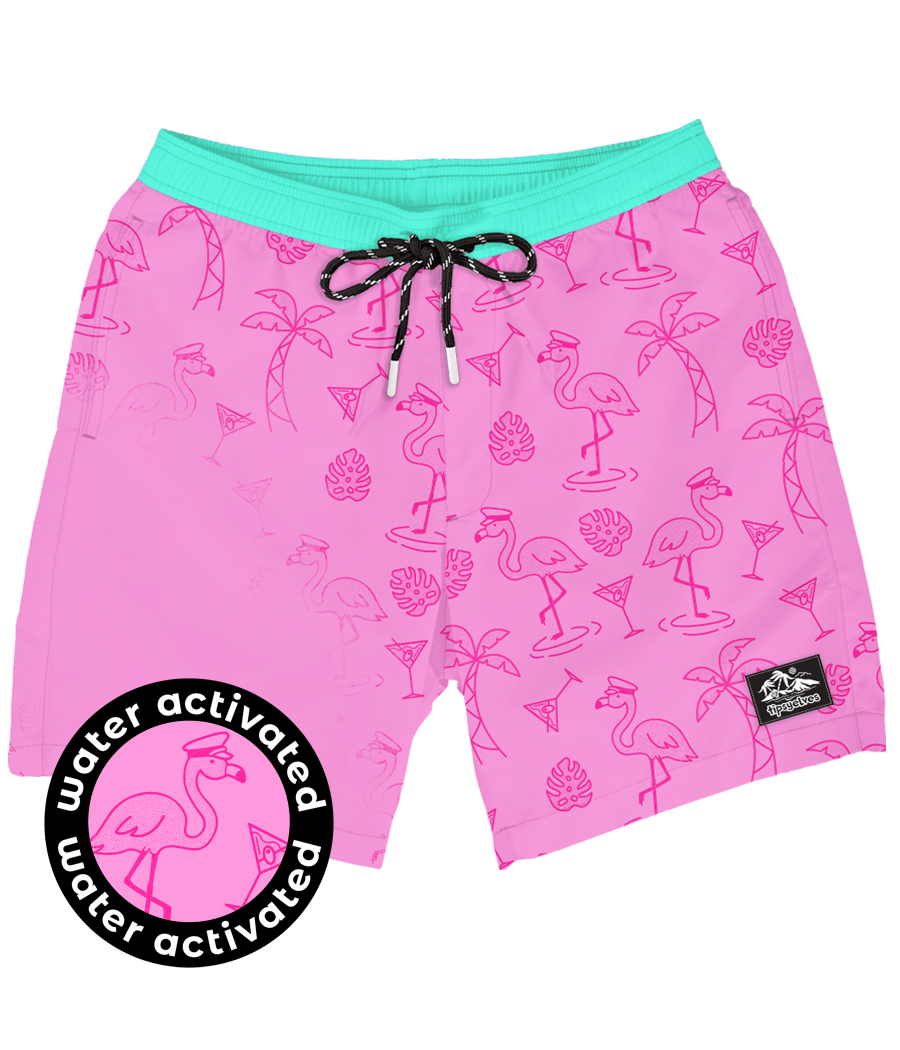 Pink Flamingo Color Changing Swim Trunks