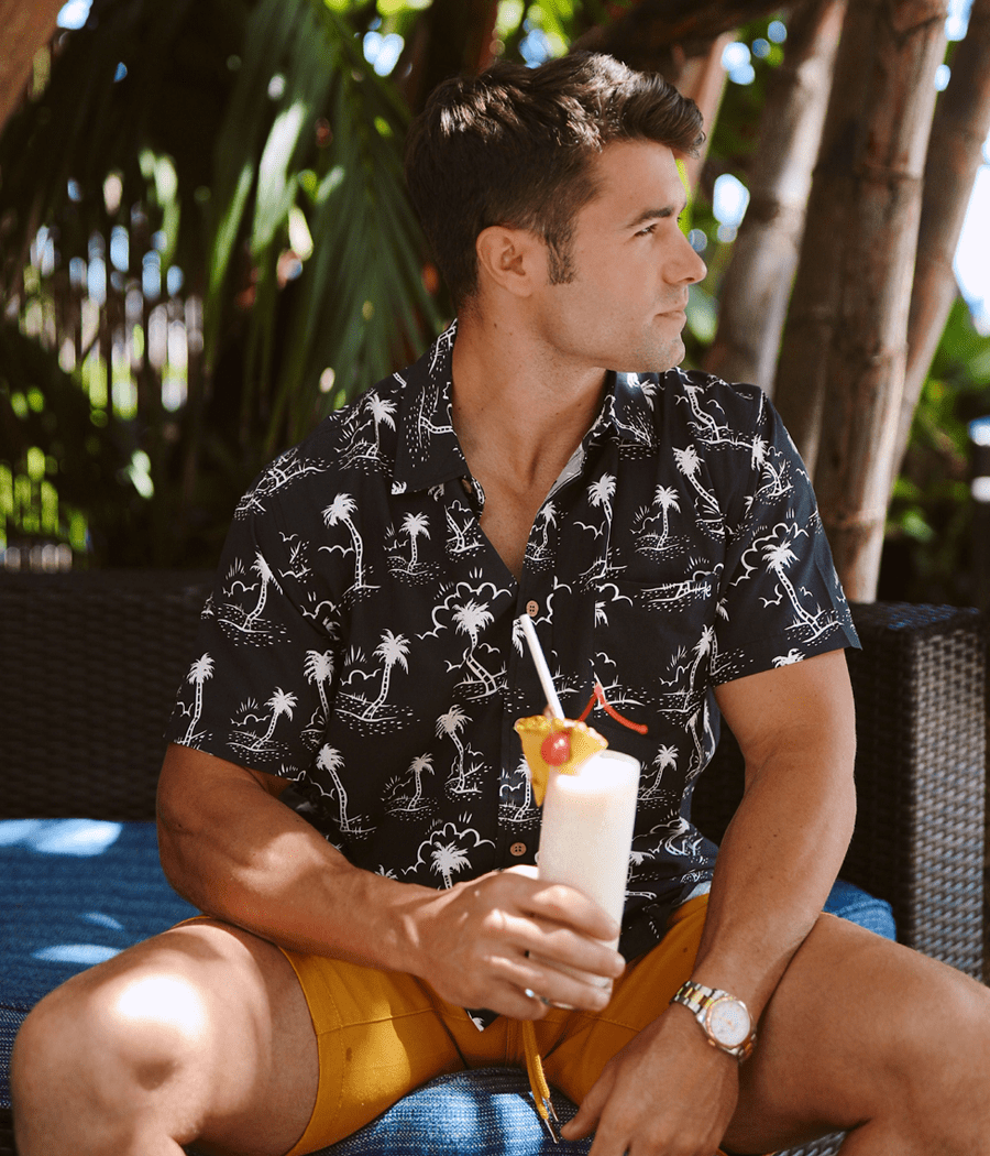 Men's Monochrome Moonlight Hawaiian Shirt