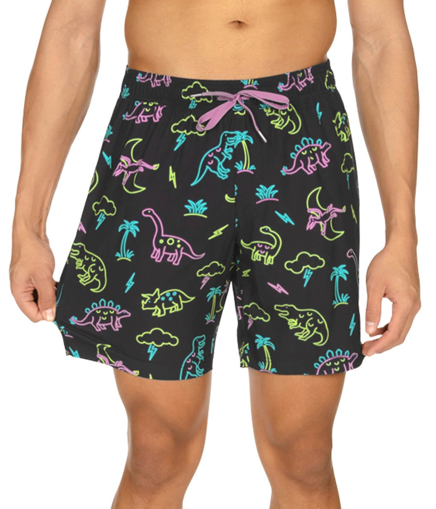 Neon Dinosaur Stretch Swim Trunks