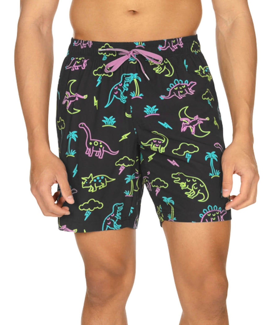 Neon Dinosaur Stretch Swim Trunks