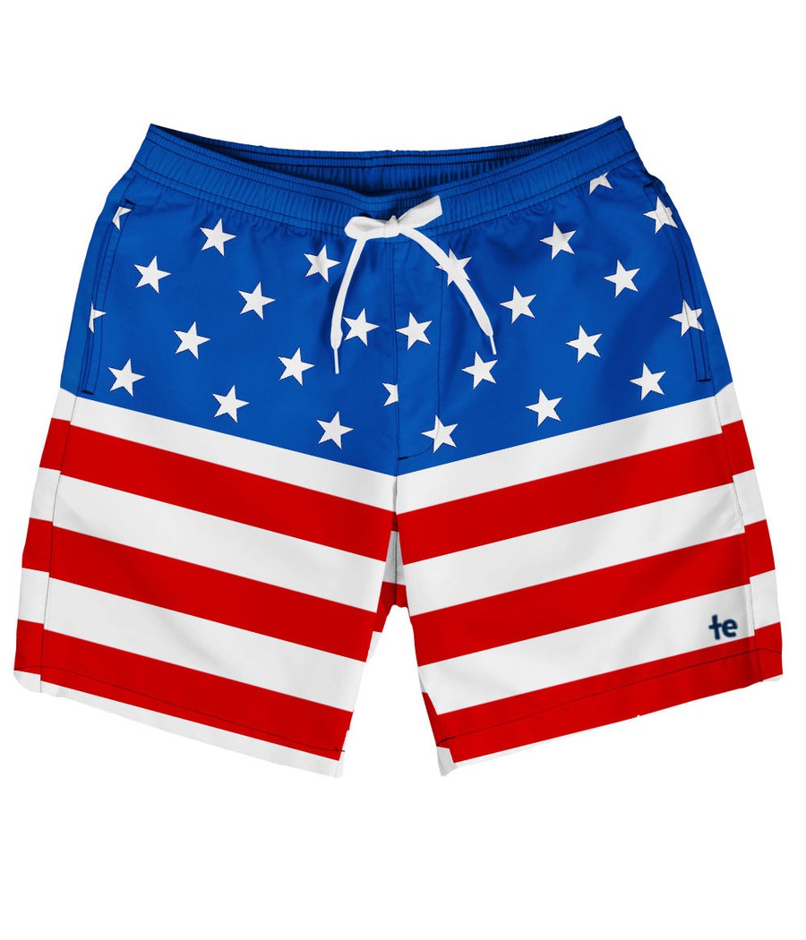 American Flag Stretch Swim Trunks