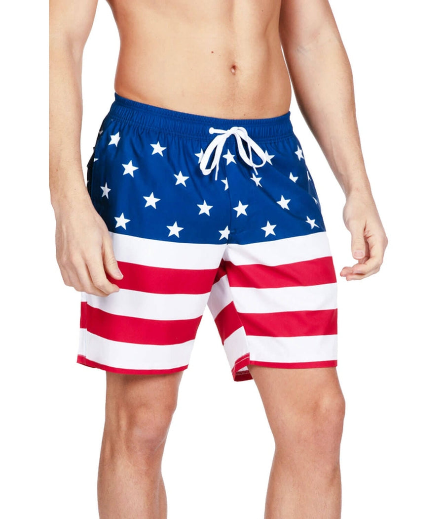 American Flag Stretch Swim Trunks