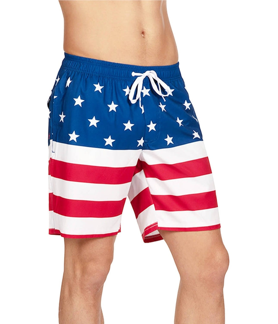 American Flag Stretch Swim Trunks