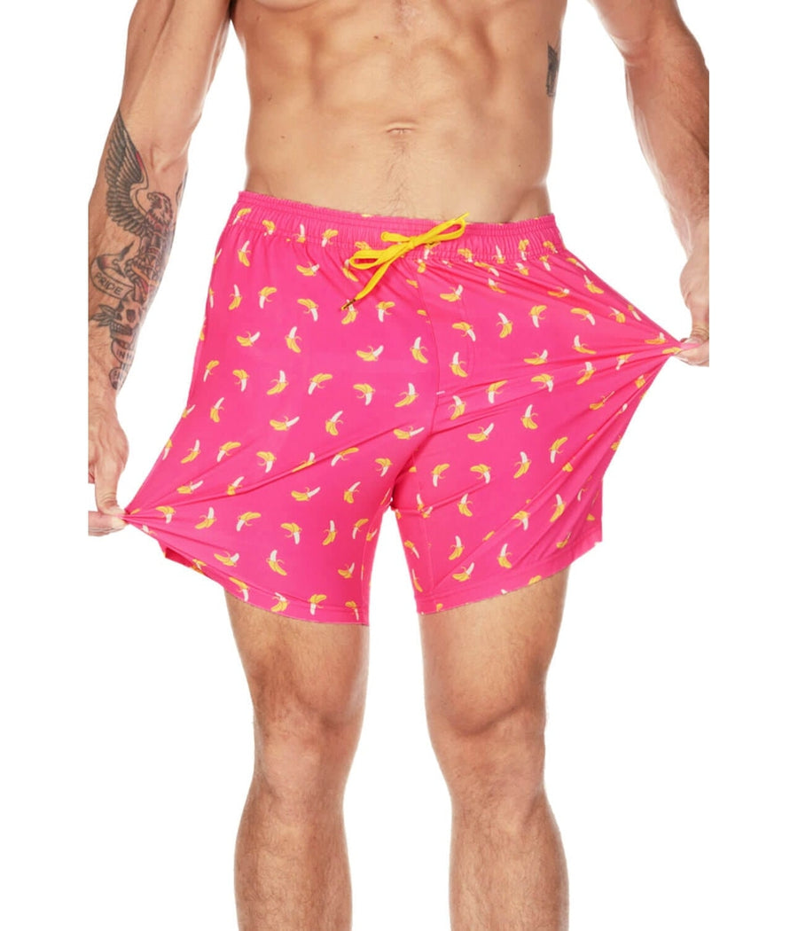 Pink Banana Peel Stretch Swim Trunks