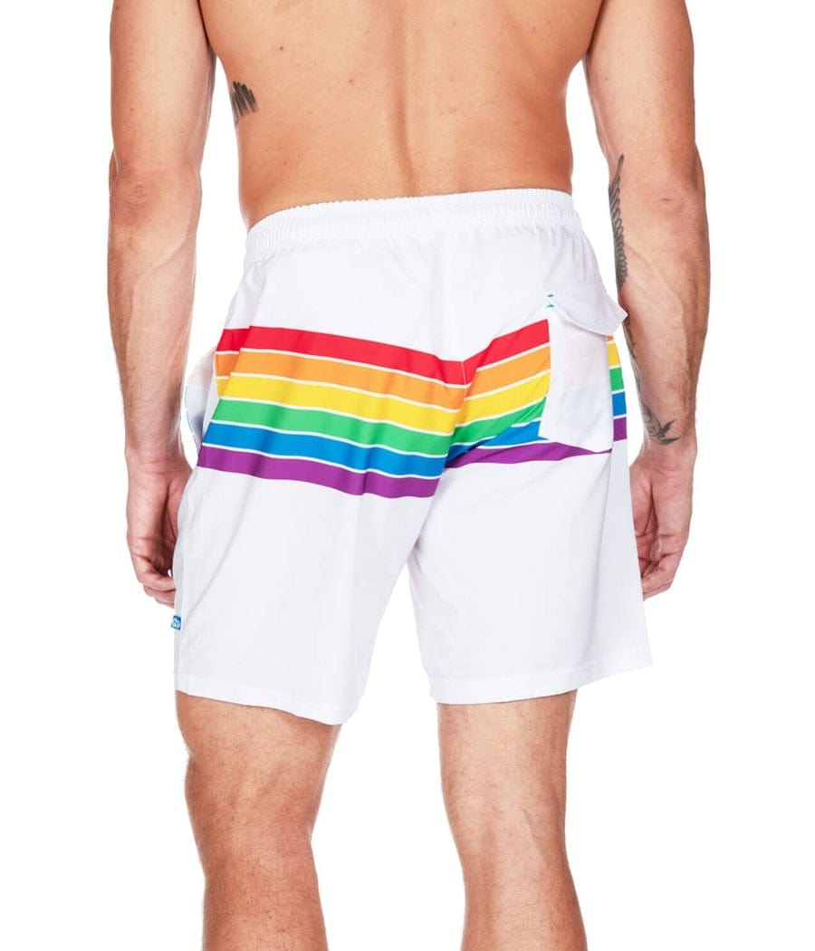 White Rainbow Stretch Swim Trunks