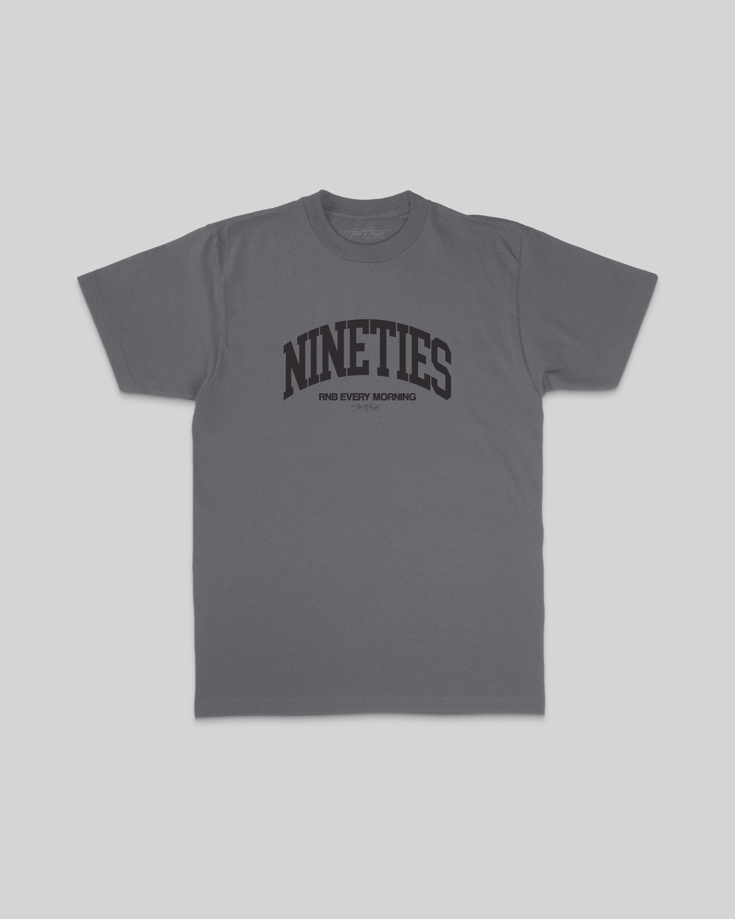 Nineties Rnb Every Morning Arch Charcoal Tee