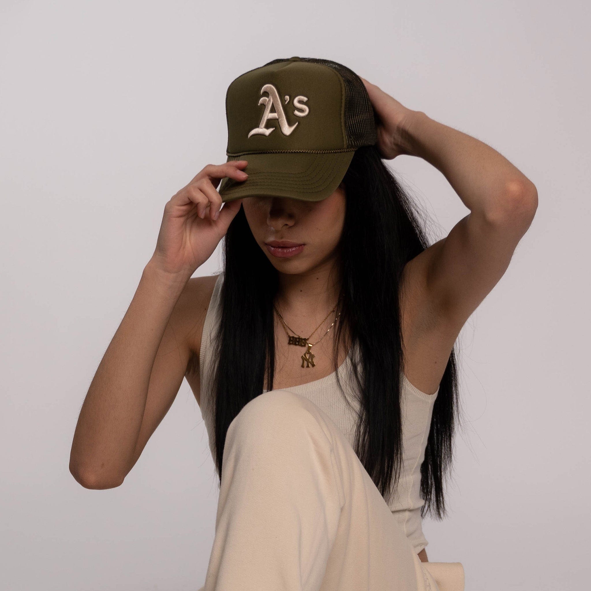 Oakland Trucker in Olive Green - Off Brand ApparelOakland Trucker in Olive Green