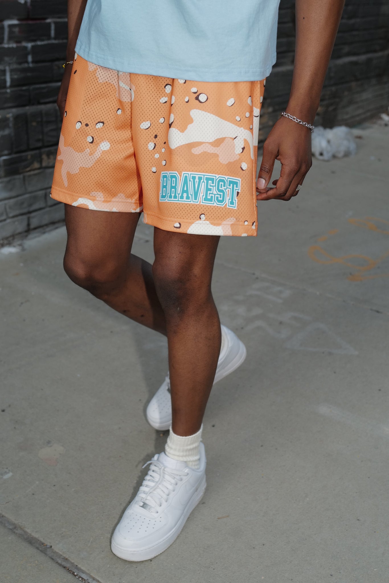 Orange Chip Camo Shorts - BYNXOrange Chip Camo Shorts