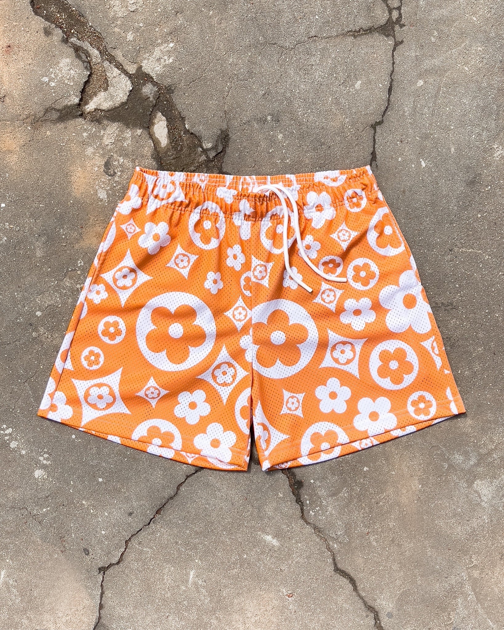 Orange Flower Shorts - BYNXOrange Flower Shorts