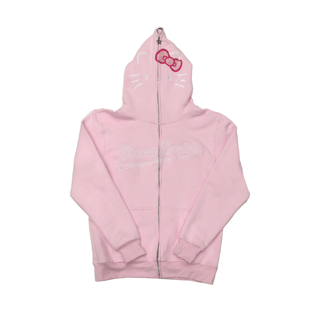 Kitty Full-Zip Hoodie in Pink