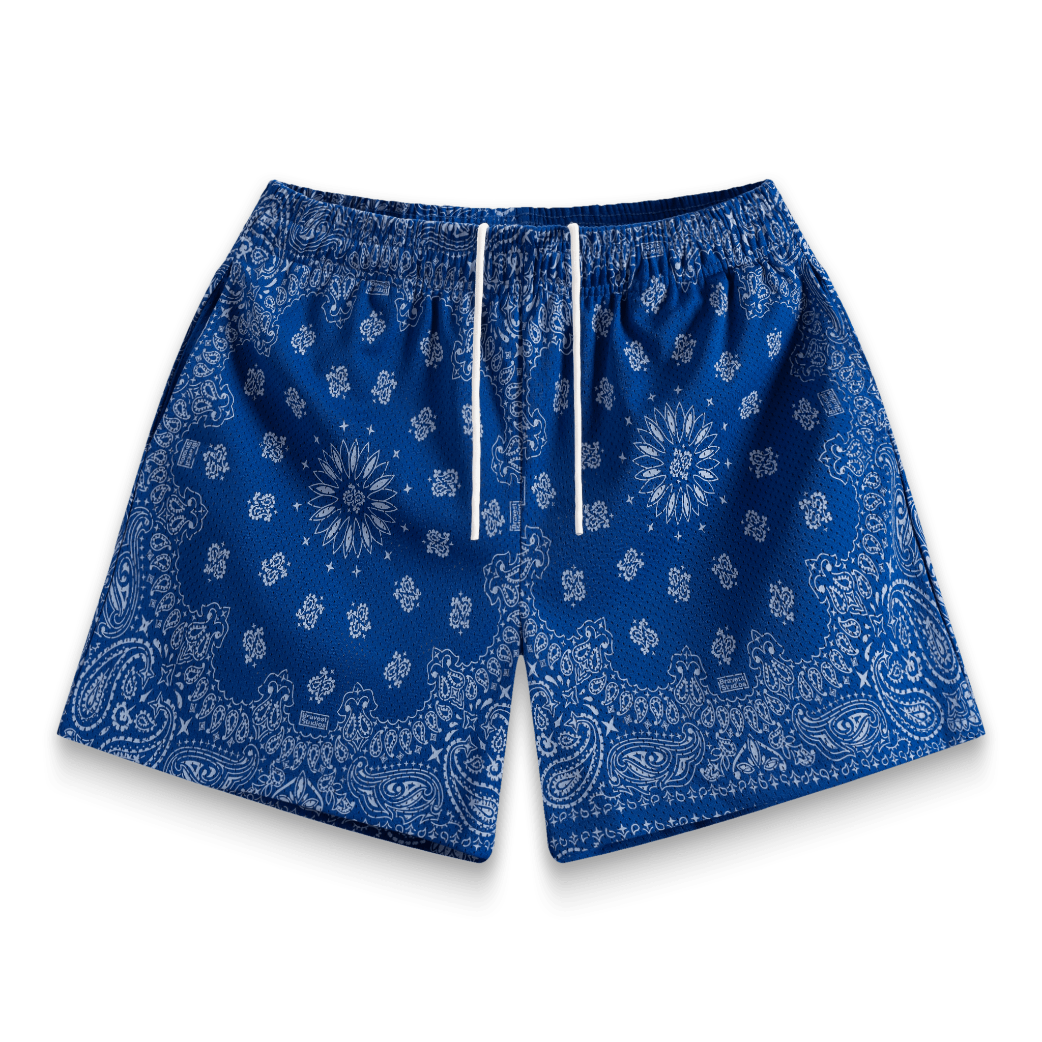 Screen Printed Blue Paisley Shorts - BYNXScreen Printed Blue Paisley Shorts