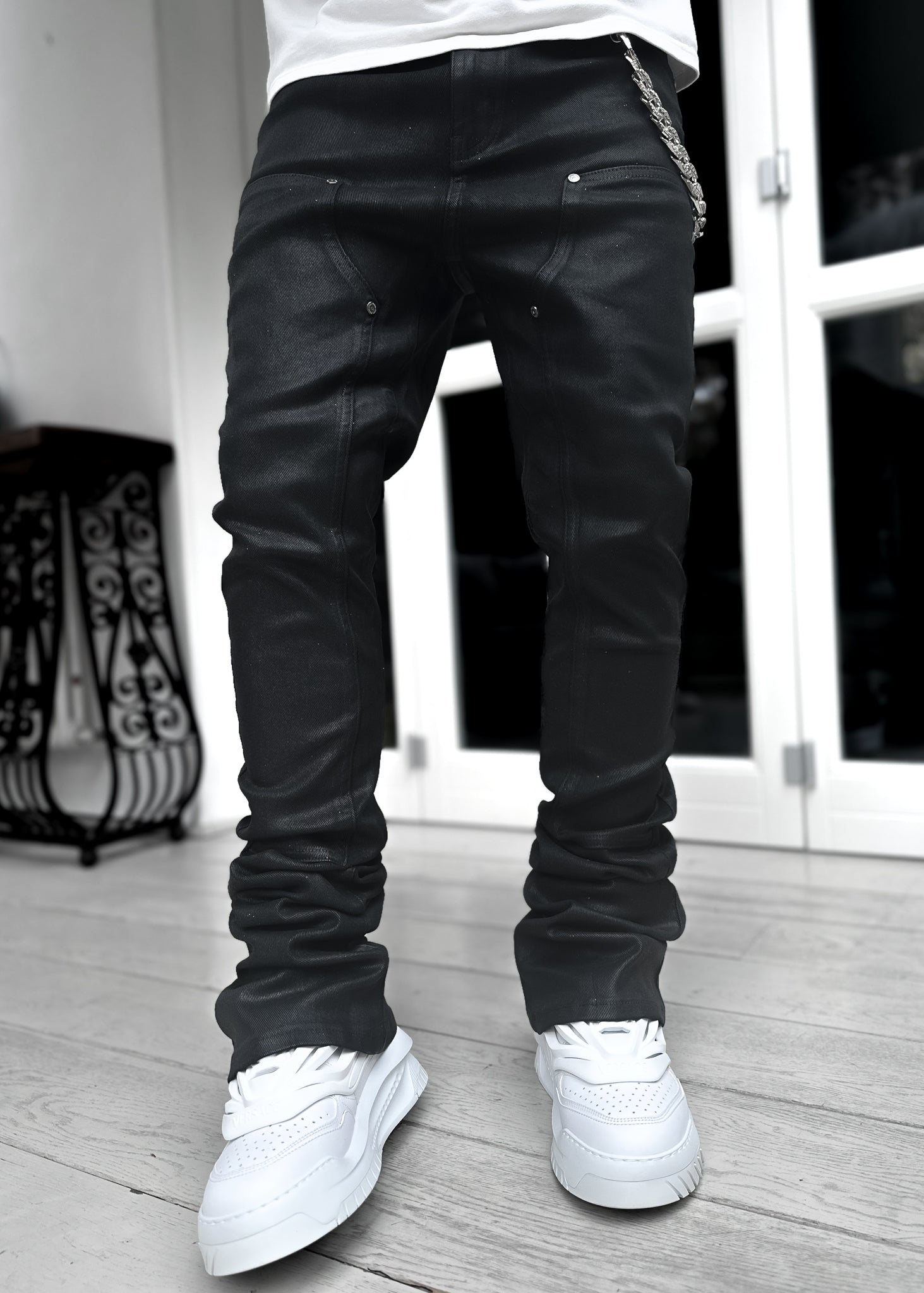 Obsidian Black Starry Sky Stacked Denim