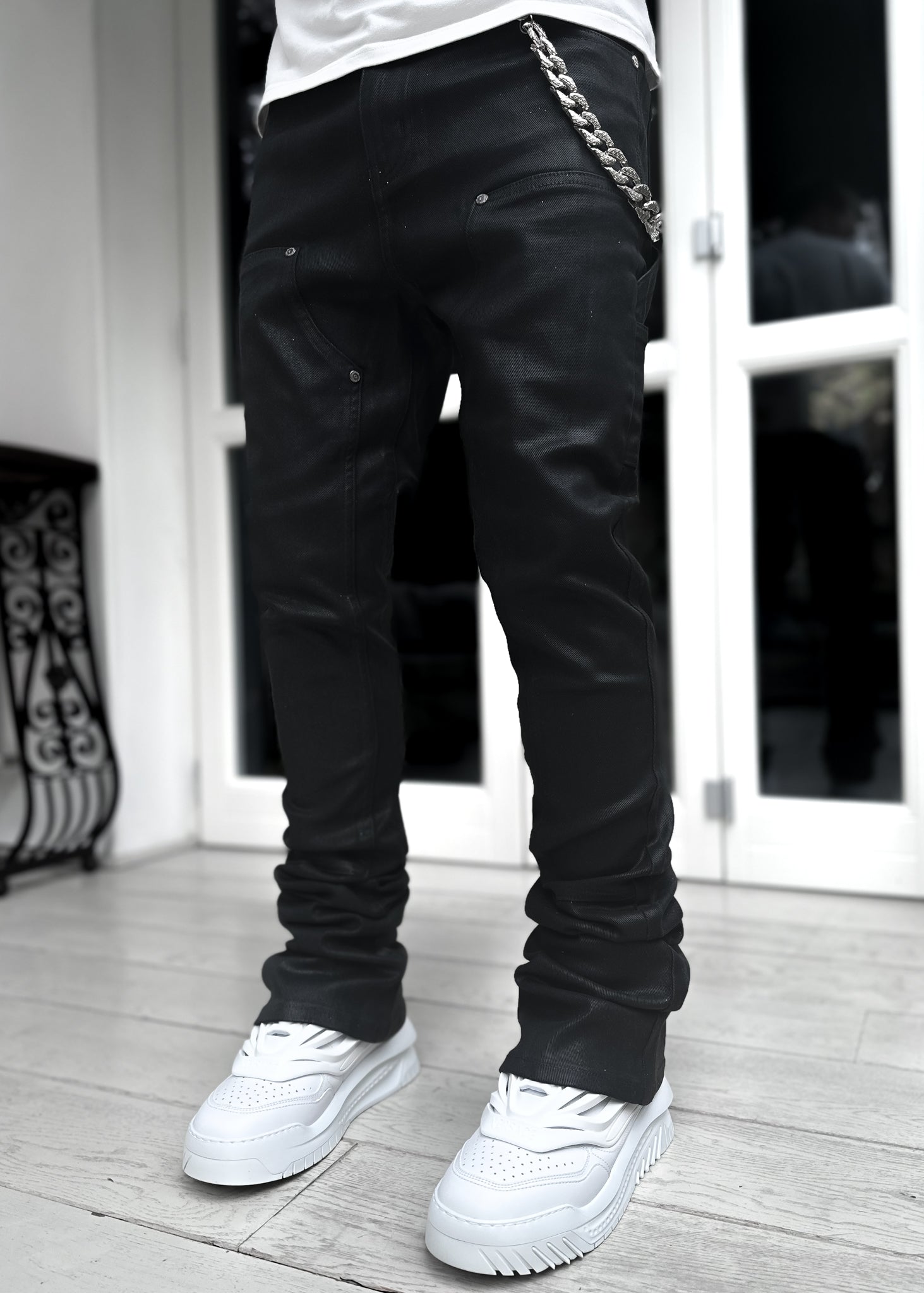 Obsidian Black Starry Sky Stacked Denim