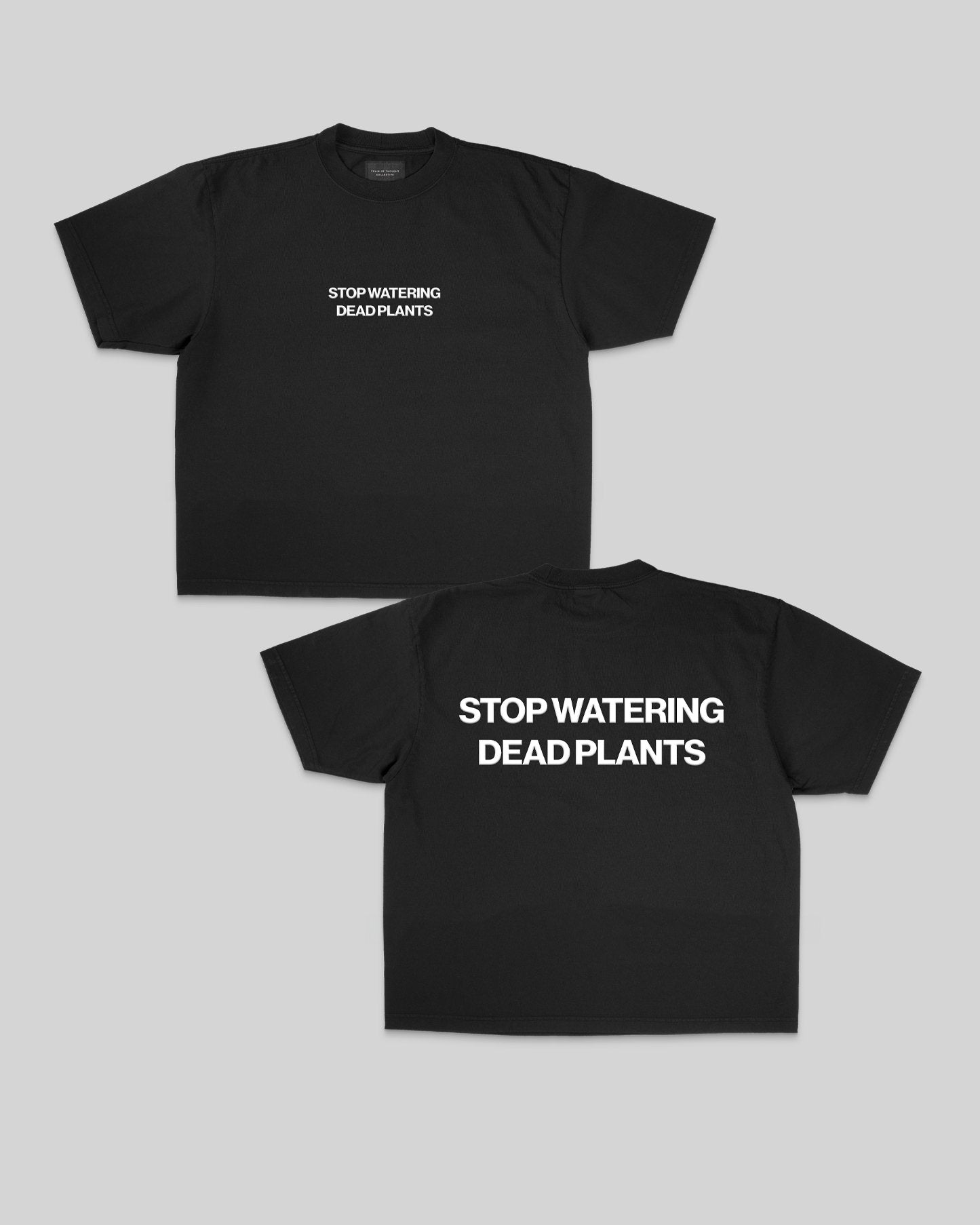 Stop Watering Dead Plants 2.0 Black Oversized Cropped Tee