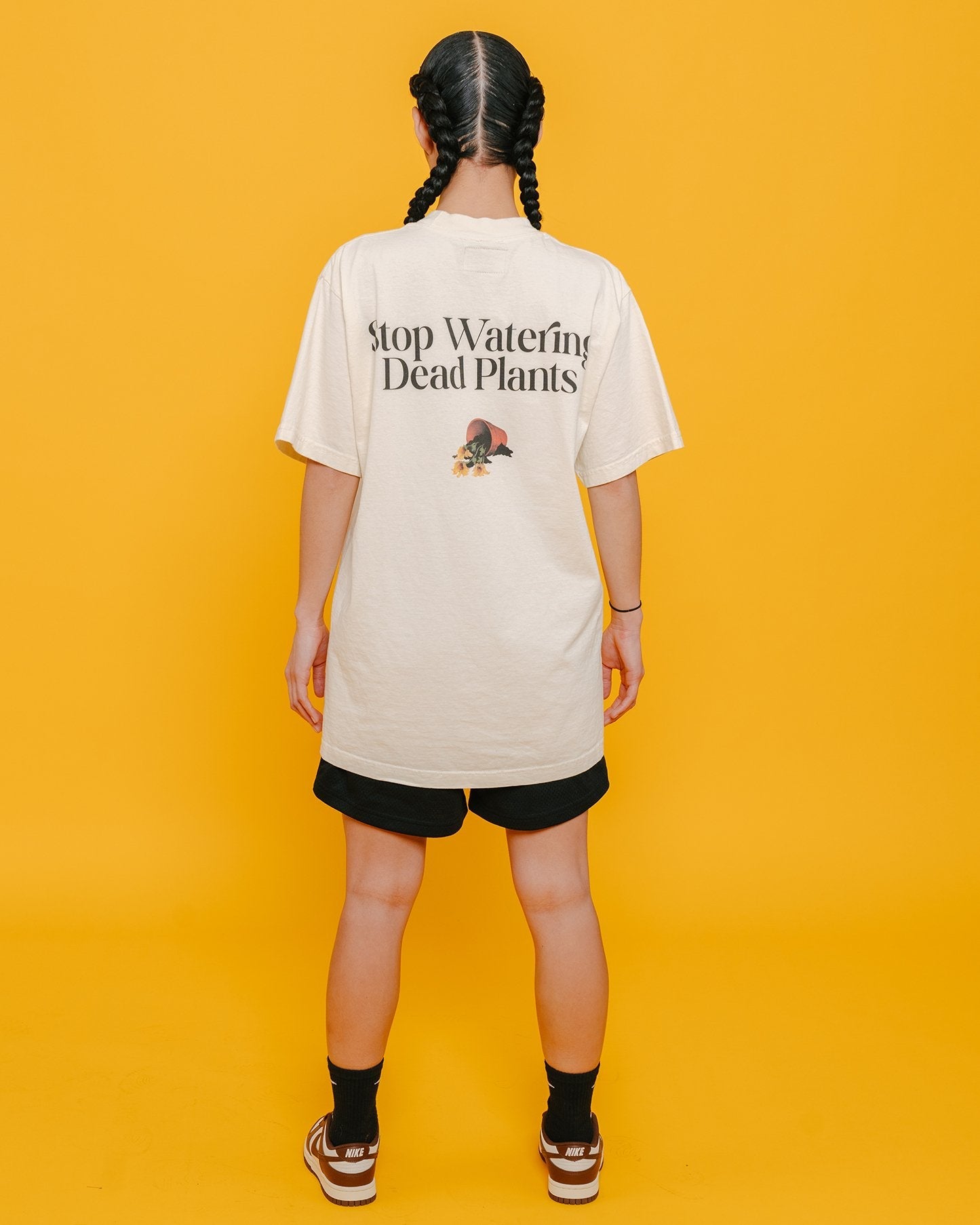 Stop Watering Dead Plants Oversized Cream Tee