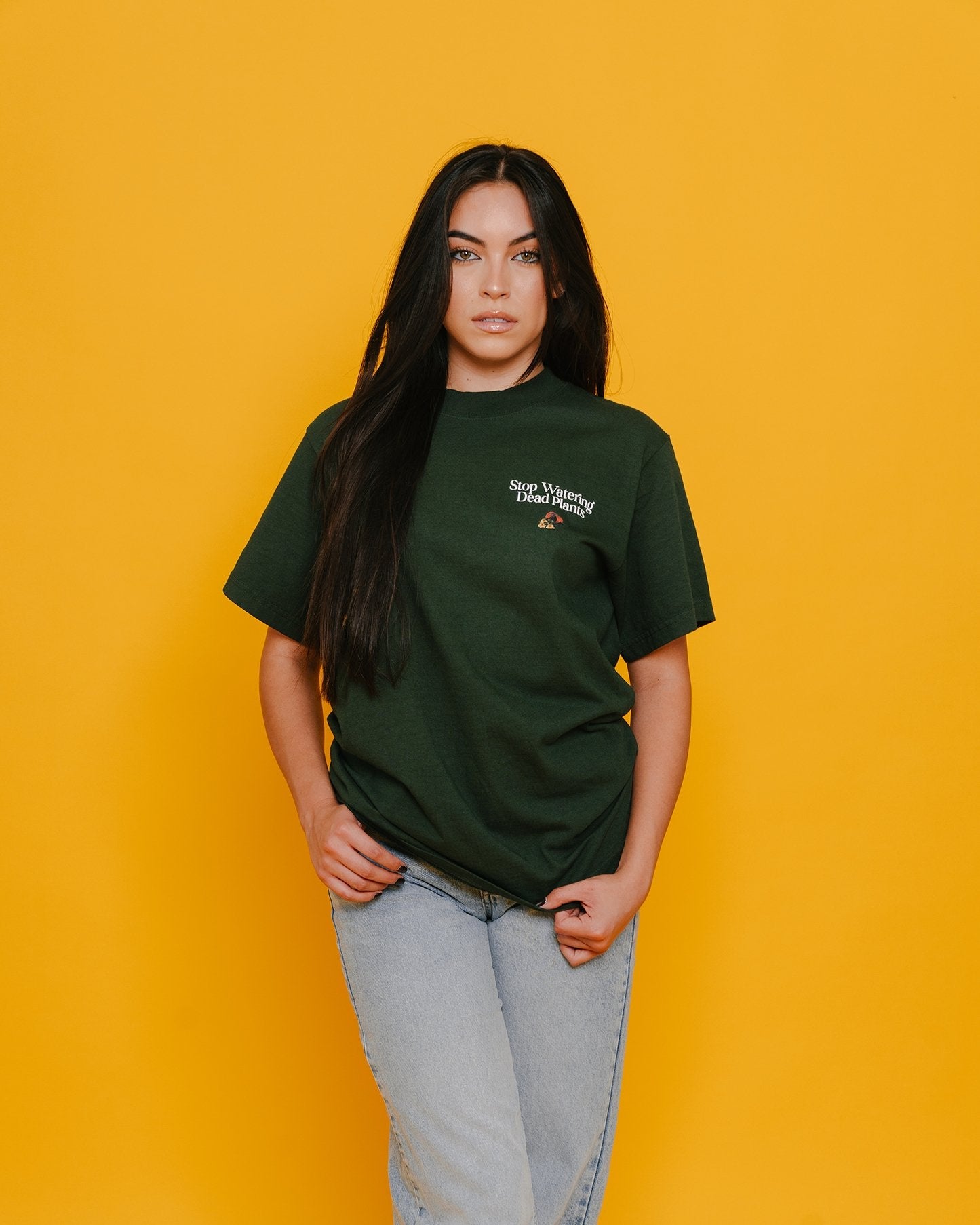 Stop Watering Dead Plants Oversized Green Tee