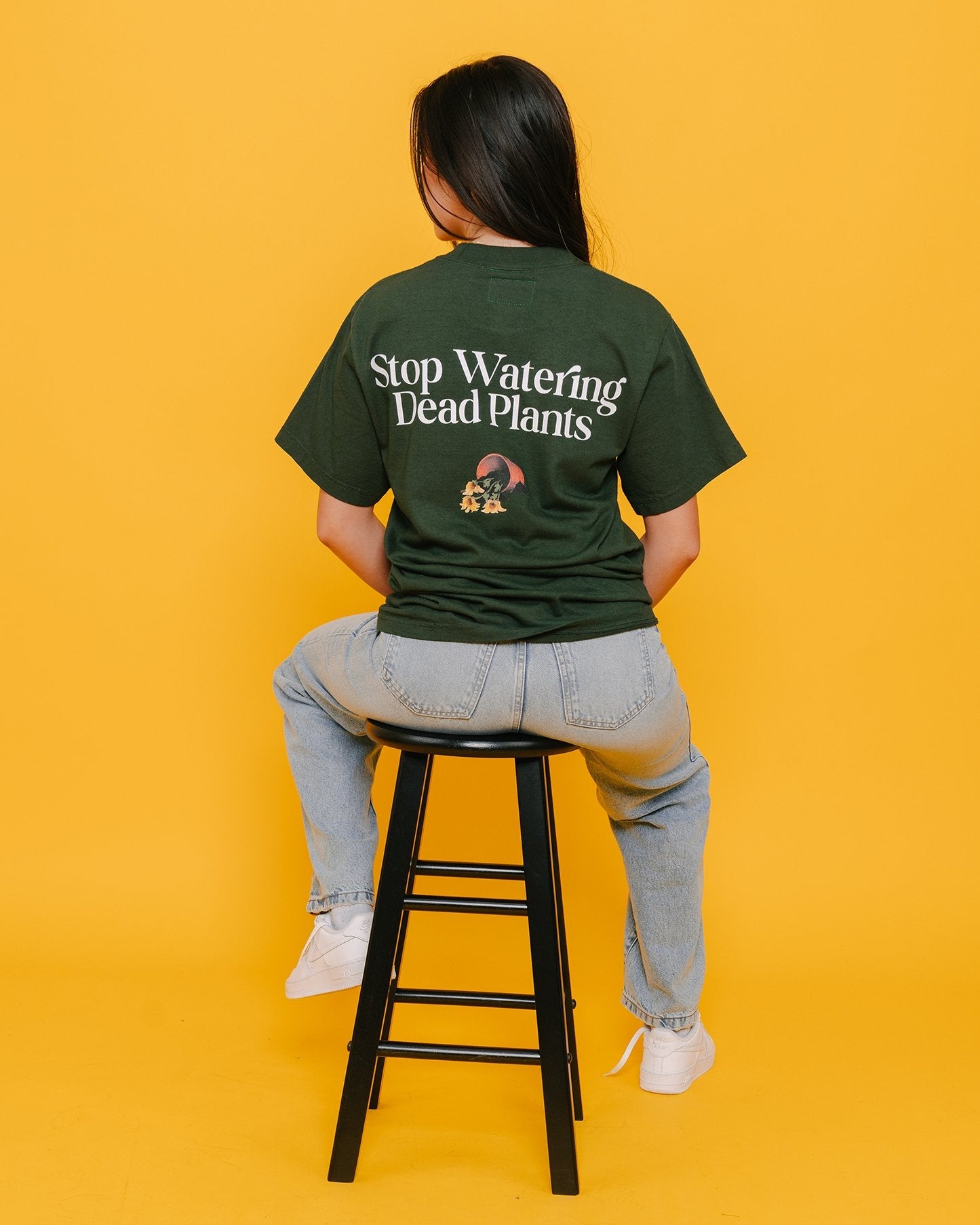 Stop Watering Dead Plants Oversized Green Tee