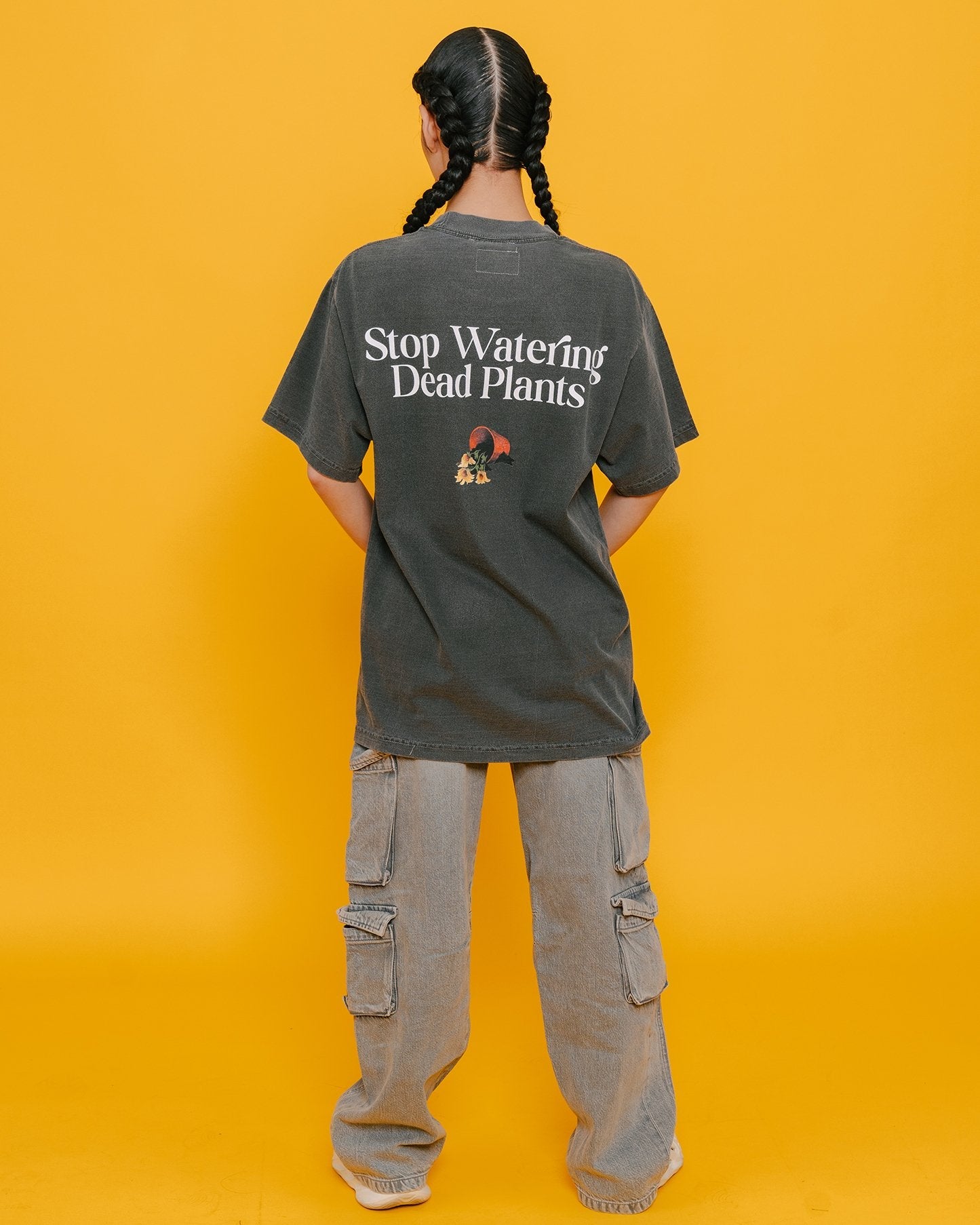 Stop Watering Dead Plants Oversized Shadow Tee