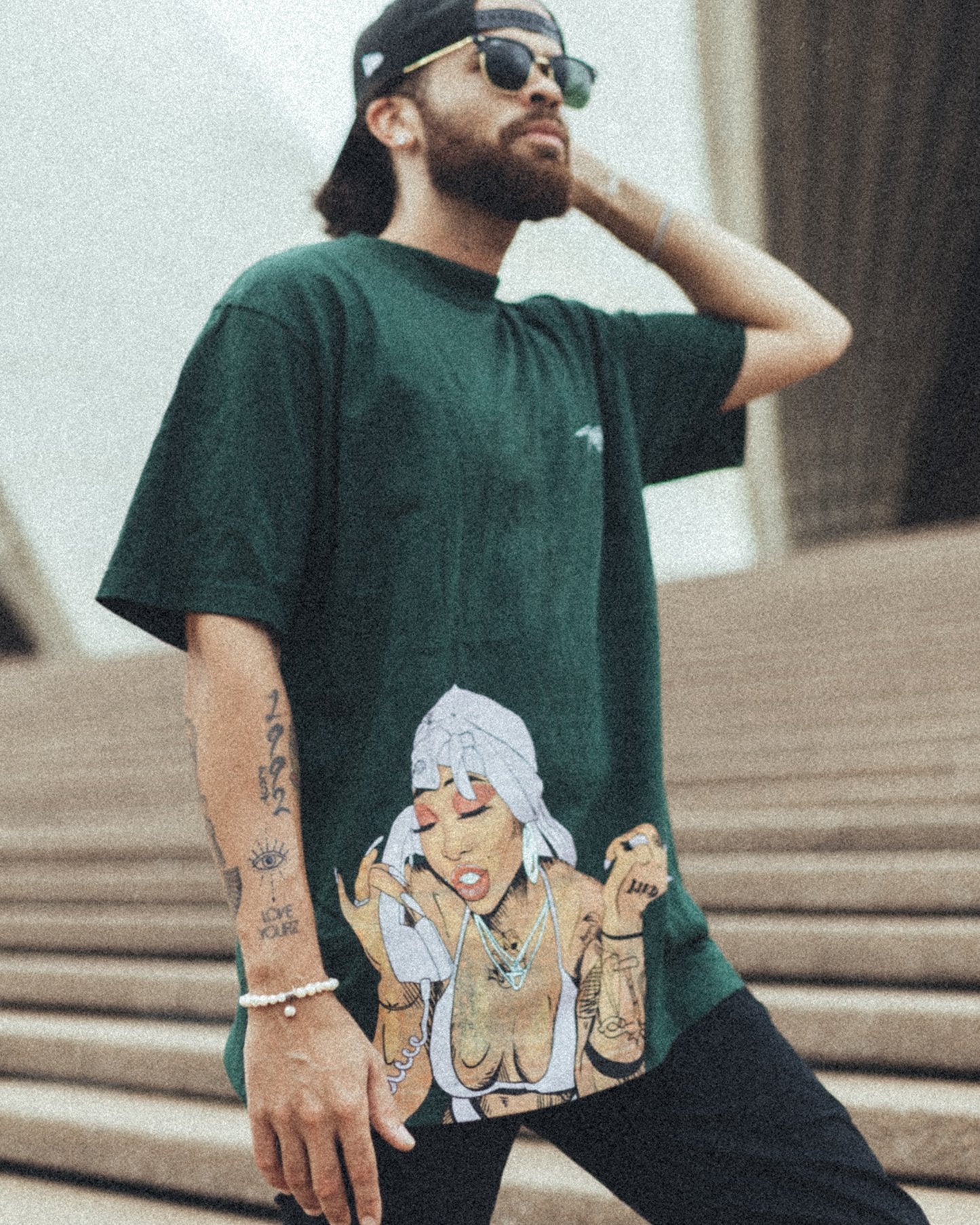 Summer Big Face Oversized Green Tee