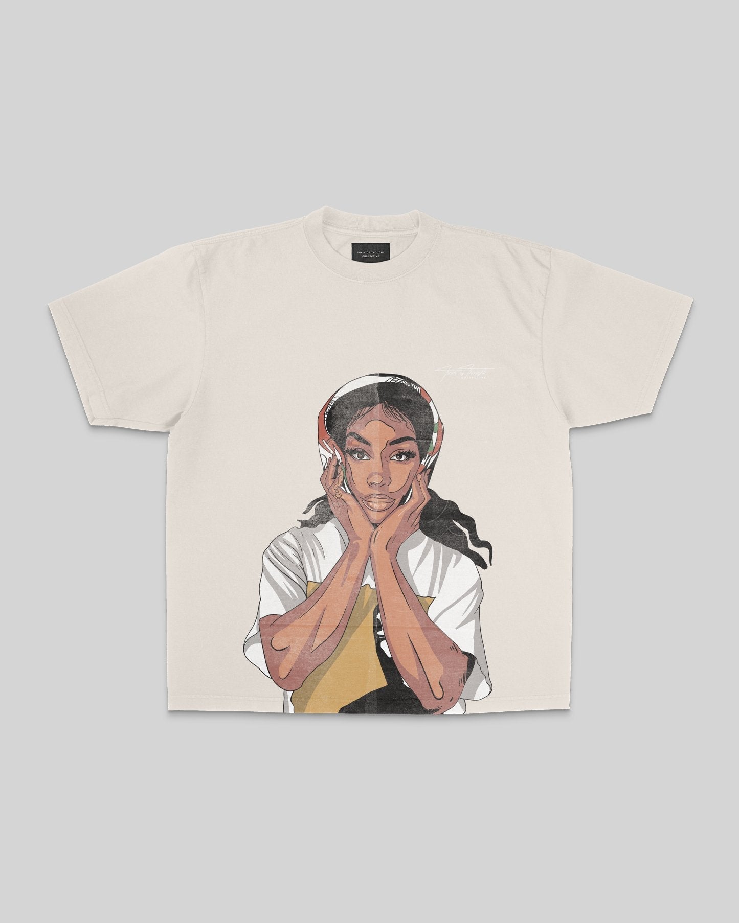 SZA Big Face Oversized Cream Tee