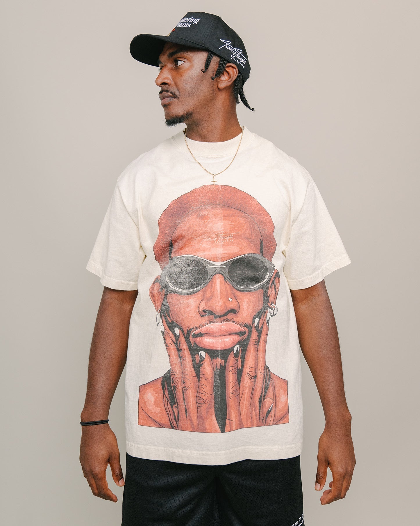 The Menace Garment Dyed Oversized Cream Rap Tee