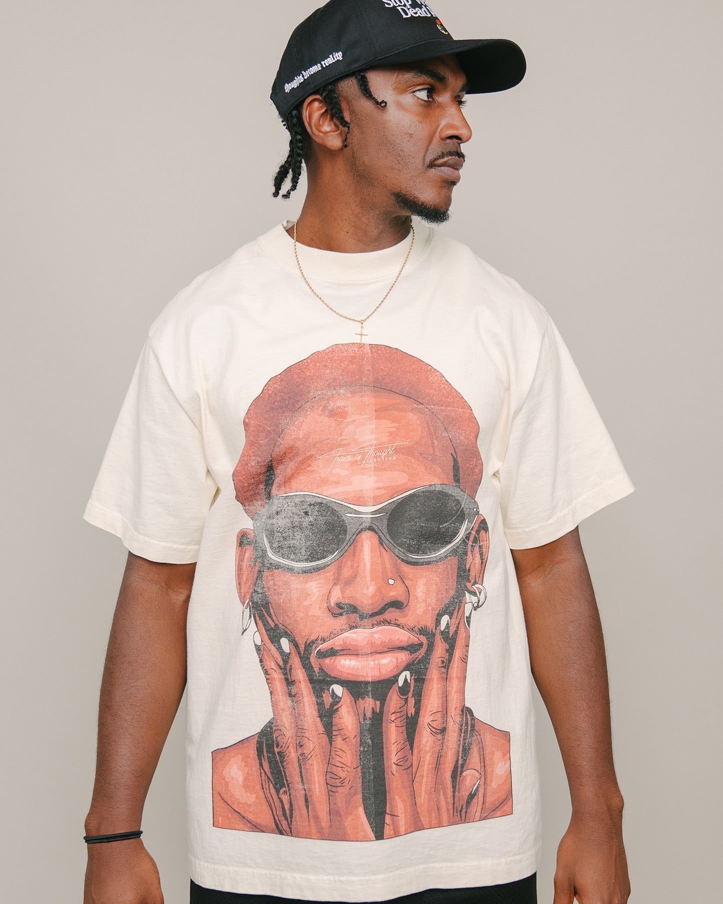 The Menace Garment Dyed Oversized Cream Rap Tee