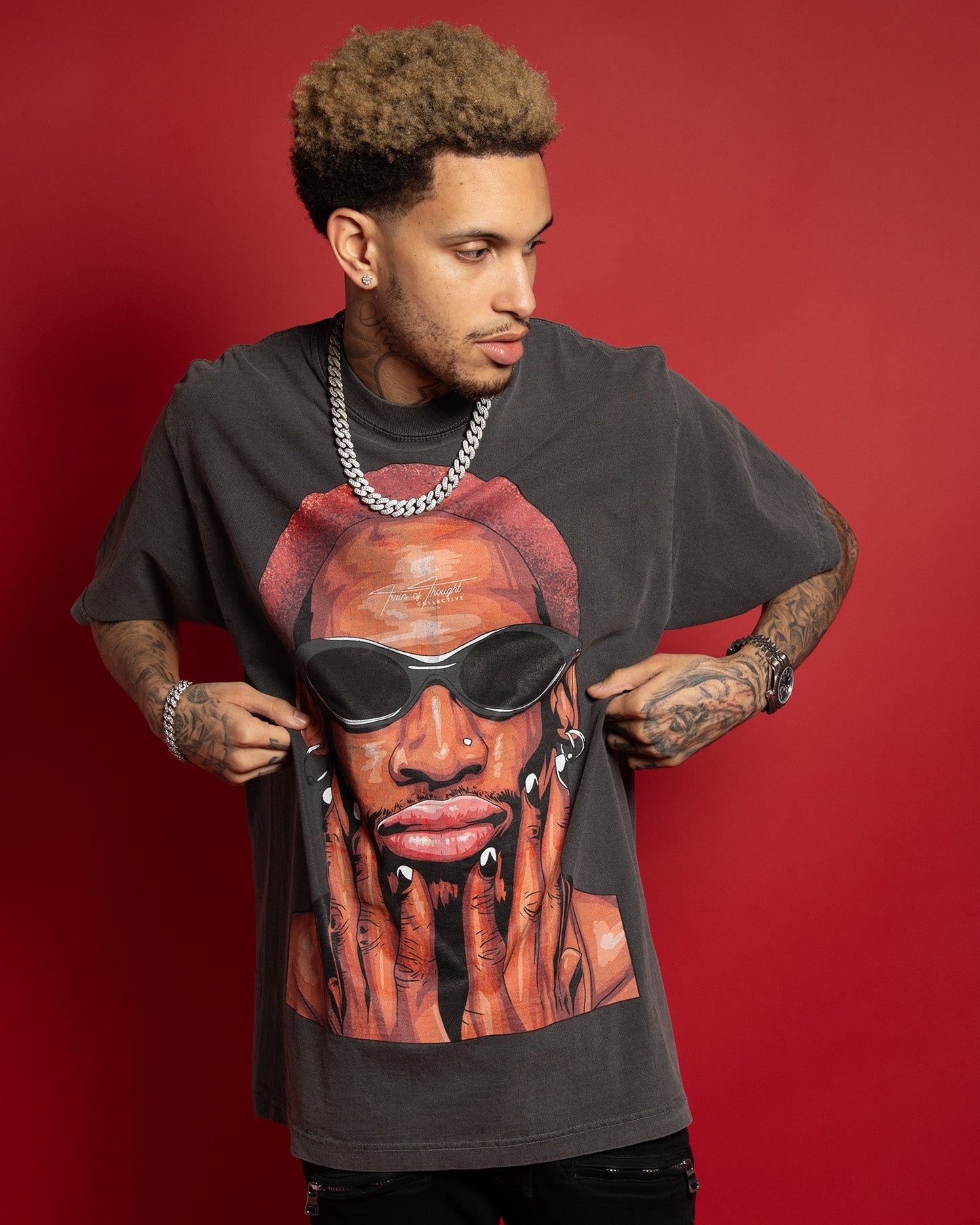 The Menace Garment Dyed Oversized Shadow Rap Tee