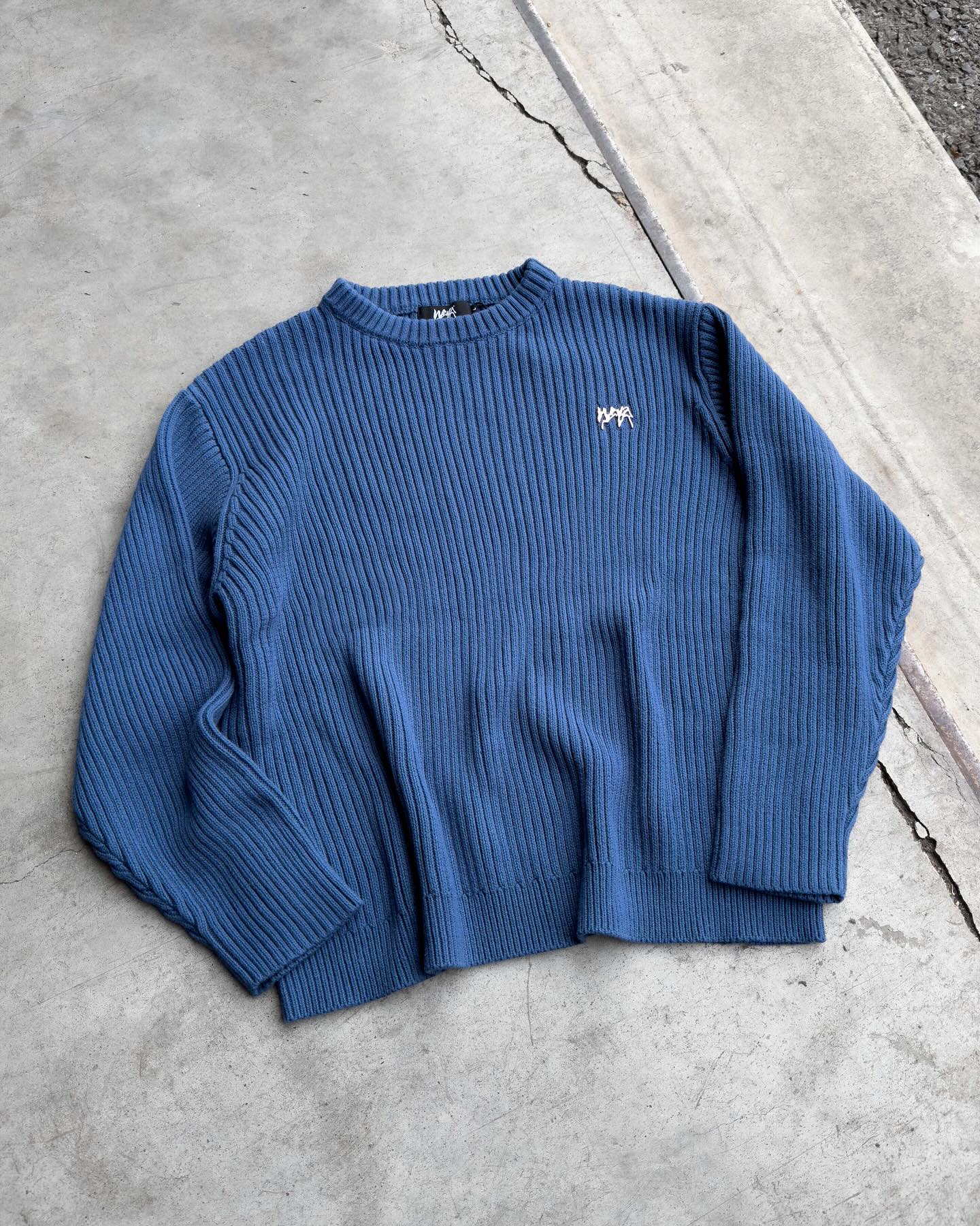 NEW WAVY KNIT SWEATER BLACK / GREY / BLUE