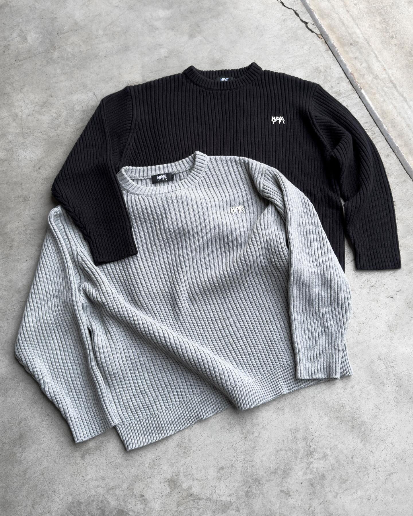 NEW WAVY KNIT SWEATER BLACK / GREY / BLUE