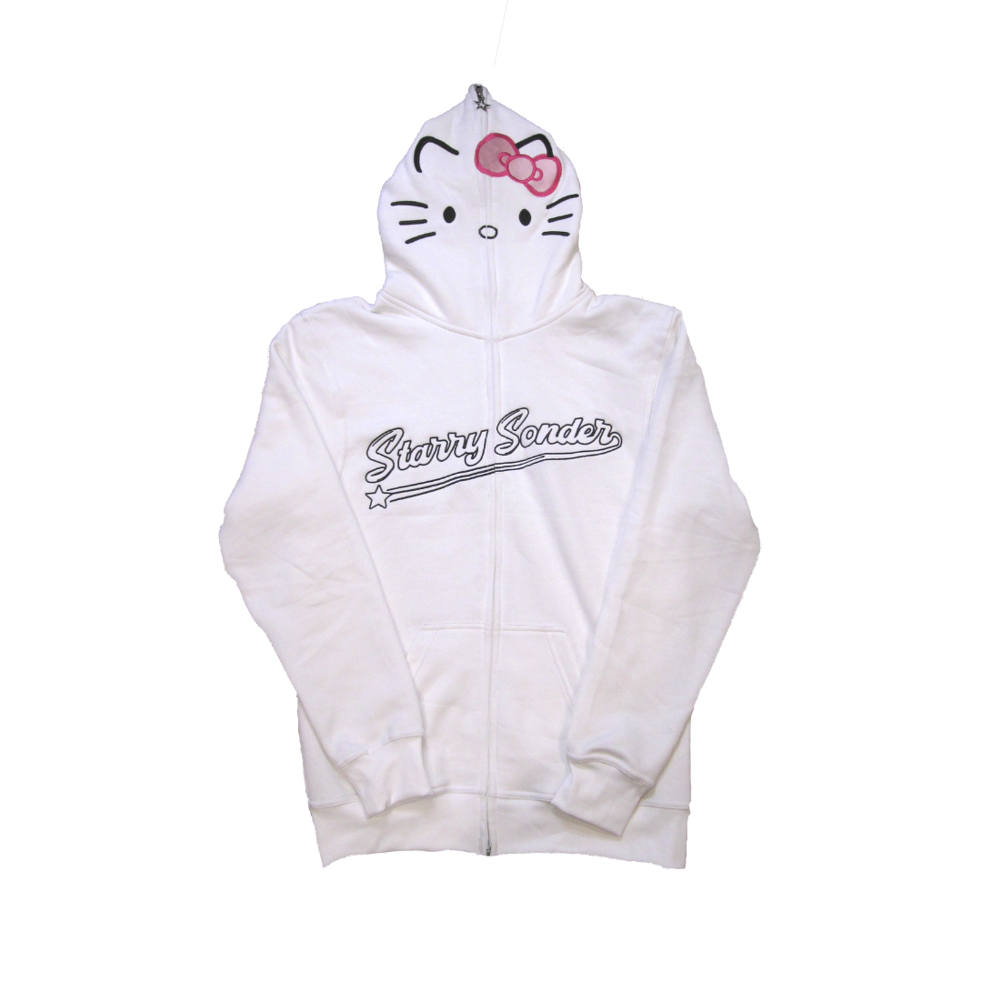 Kitty Full-Zip Hoodie in White