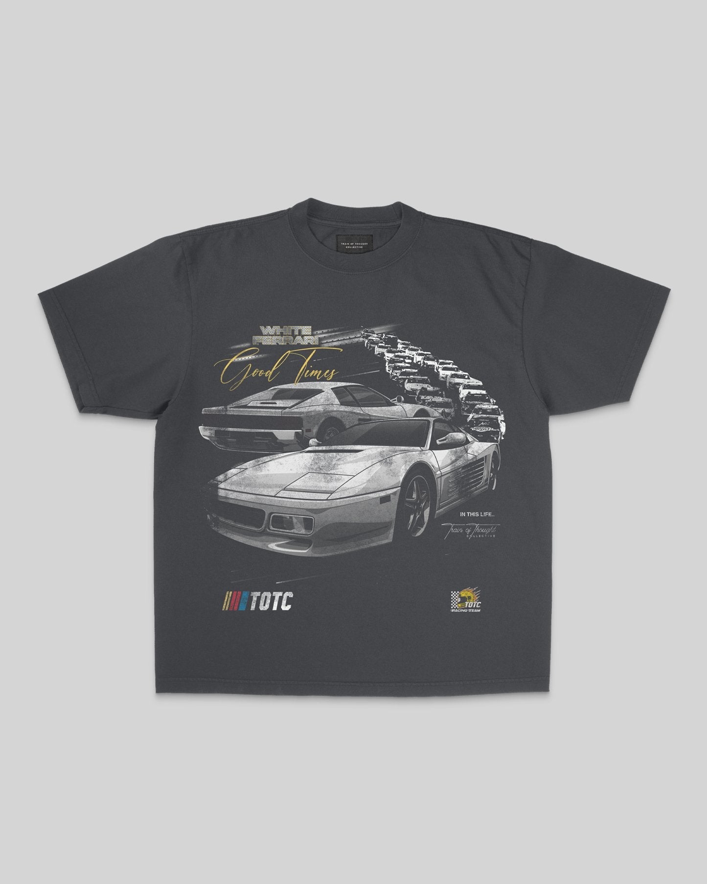 White Ferrari Racing Garment Dyed Oversized Shadow tee