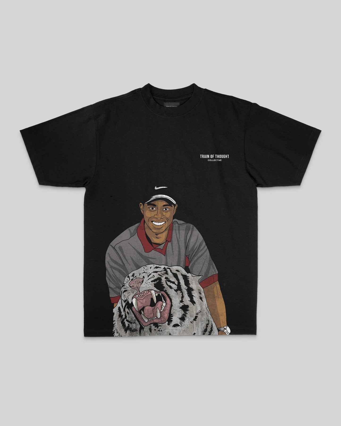 White Tiger Black Tee