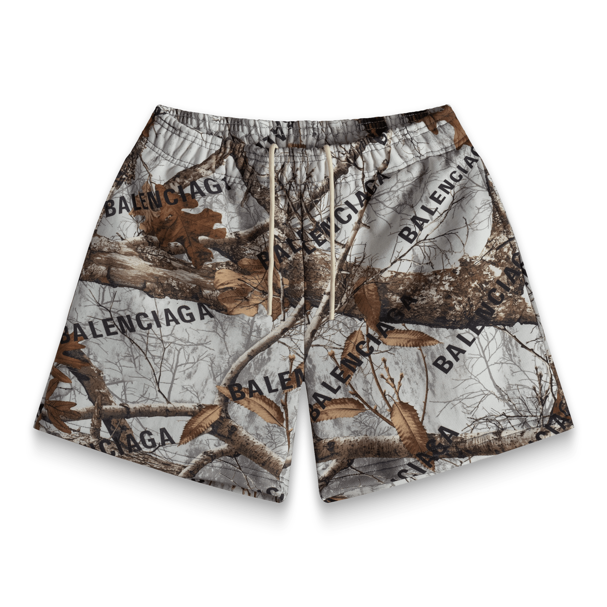 White Wildlife Terry Sweatshorts - BYNXWhite Wildlife Terry Sweatshorts