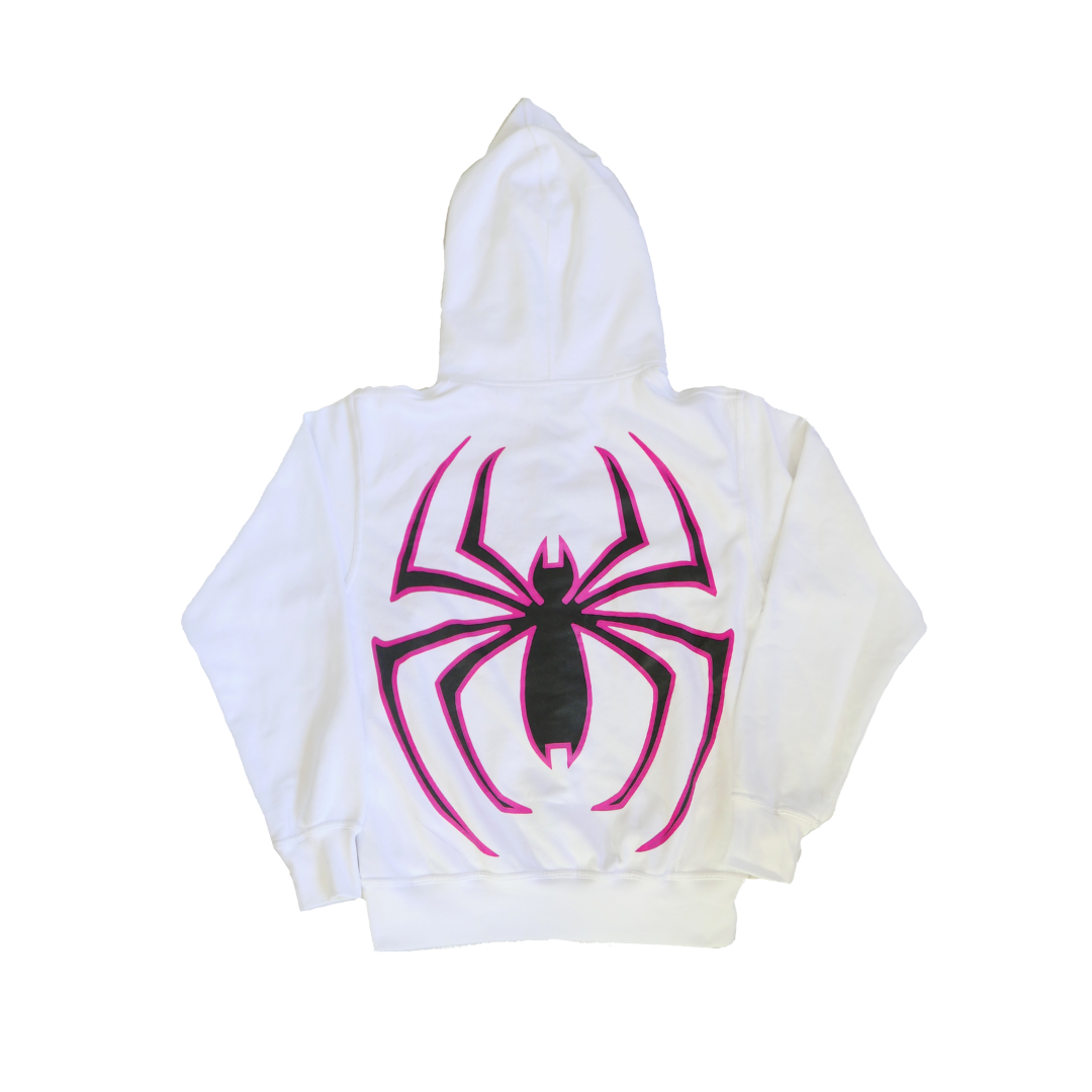 Spider Full-Zip in White and Pink