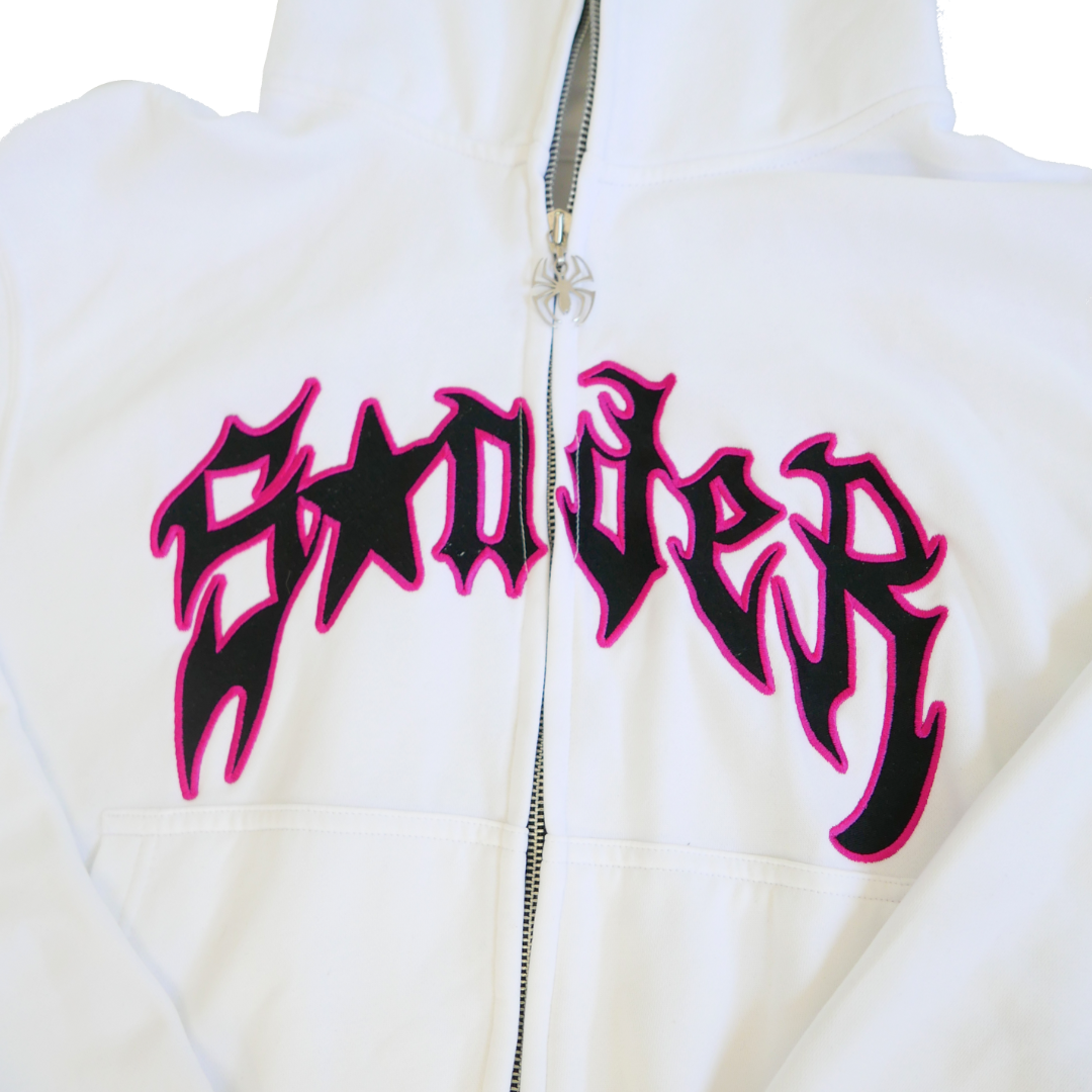 Spider Full-Zip in White and Pink