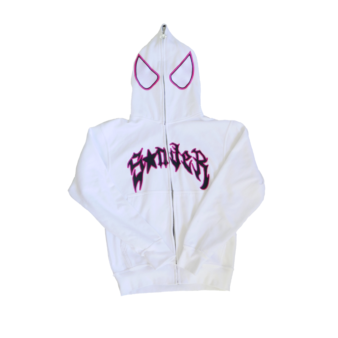 Spider Full-Zip in White and Pink